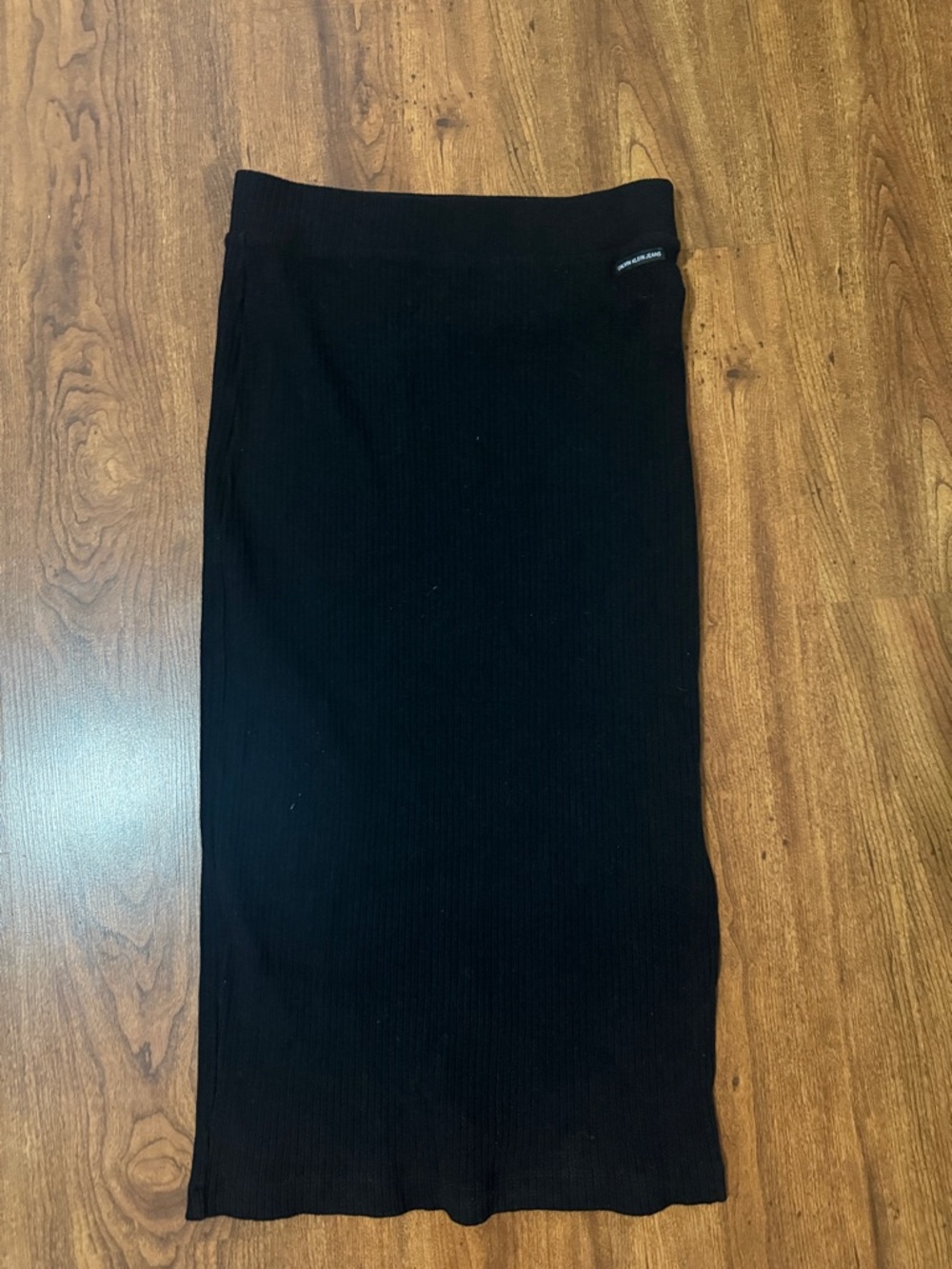 Calvin Klein Jeans Black Ribbed Pencil Midi Skirt